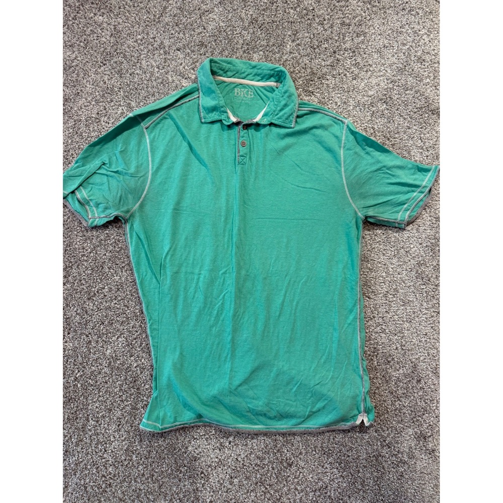 BKE Polo Shirt Mens XXL Green Short Sleeve B9046 Contrast Stitch Casual T-Shirt*